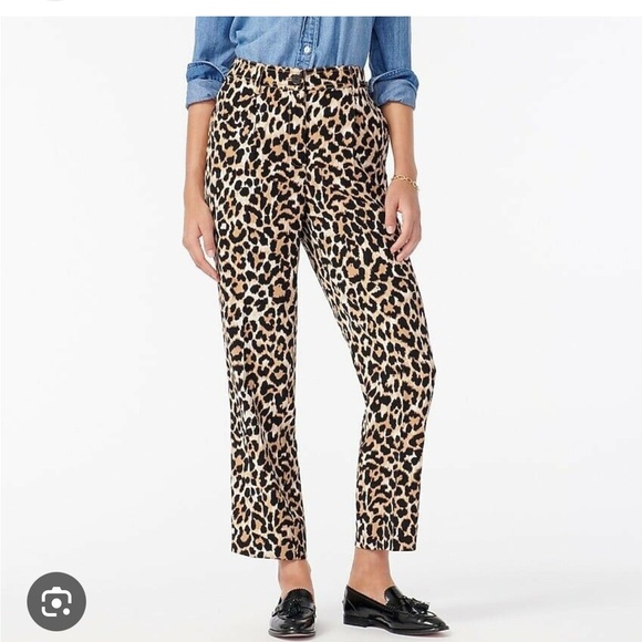 J. Crew relaxed tailored leopard pants. - Picture 1 of 1